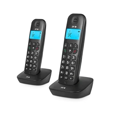 Abbildung von SPC Air Pro Duo Schnurloses Festnetztelefon DÚO mit beleuchtetem Display, Anrufer ID, Freisprecheinrichtung, Stumm Modus, 20 Kontakten, Gap Kompatibilität und ECO Modus Schwarz