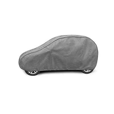 Abbildung von Autoabdeckung Wasserfest &amp; Extrastark Atmungsaktive Autoplane Abdeckplane gegen Regen Schnee Wind UV Strahlung Laub und Anderen Schmutz Autogarage Autohülle Grau, S3 HB L: 335 355 cm/H: 126 136 cm