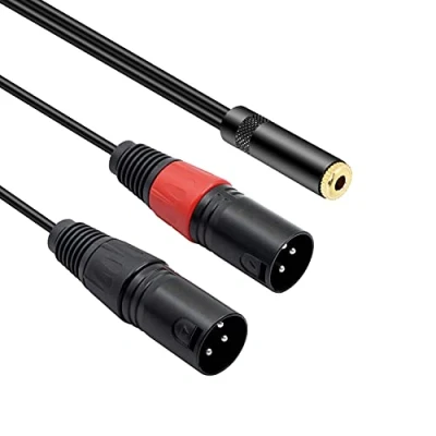 Abbildung von MEIRIYFA 1/8 Buchse auf Dual XLR Stereokabel, Stecker 3,5mm kurzes Kabel, 3,5 mm 3 poliges Y Mikrofonkabel 0,3 m