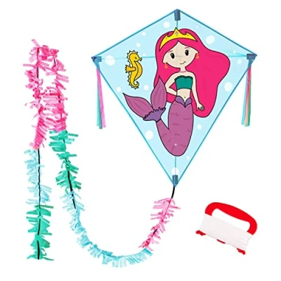 Abbildung von Kinderdrachen Eddy Meerjungfrau (pink türkis) flugfertig inkl. Schnur