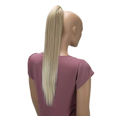 Abbildung von CAISHA 60cm Glatt Pferdeschwanz Mit Butterflyklammer Haarteil Zopf Hitzebeständig Haarverlängerung Blond Mix H624