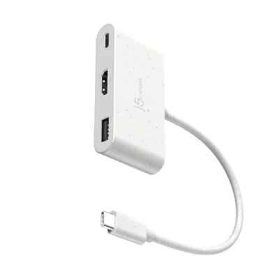 Abbildung von j5create USB C zu HDMI&amp;USB Typ A mit Power Delivery (umweltfreundlich) 4K HDMI/USB 5Gbps/PD 100W Laden Kompatibel MacBook Pro, Chromebook, HP, Samsung und weiteren Geräten (JCA379EW)
