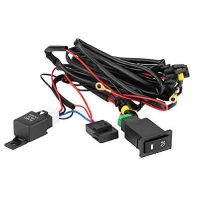 Abbildung von nebelscheinwerfer, Qiilu 12 V Universal Auto Nebelscheinwerfer Auf/Aus schalter Kabelbaum Sicherung Relais Kit