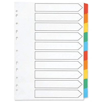Abbildung von Q Connect Register, 10 teilig, verstärkt, mehrfarbig, A4, Universallochung