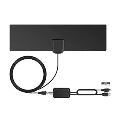 Abbildung von A44C DVB T2/DVB T HD Antenne mit Signalverstärker, 30dB, 5m Kabel Tragbare Innenantenne für TV, DAB/FM Radio und Autoradio