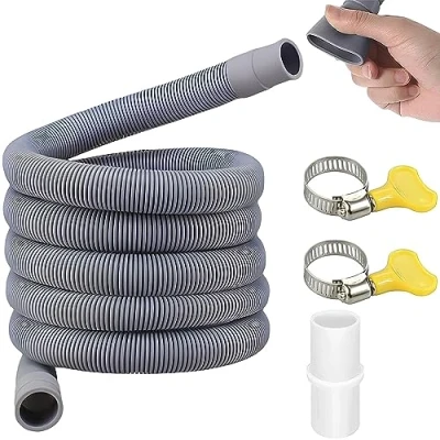Abbildung von Abwasserschlauch Waschmaschine, Ablaufschlauch Spülmaschine, Geschirrspüler Verlängerung, Waschmaschine Mit Schlauchschelle, Grau, Für Waschmaschinen (3 Meter)