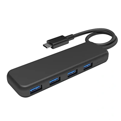 Abbildung von KabelDirekt USB Hub &amp; Adapter, C Stecker, 4 3.0 Ports (Slim Design, für mehr Anschlüsse an PC/Notebook/Tablet/Smartphone, Macbook kompatibel, SuperSpeed mit 5 Gbit/s, schwarz)