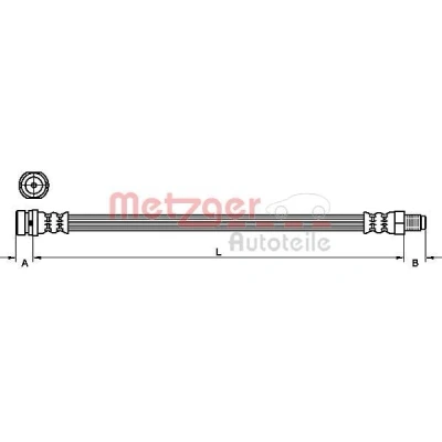 Abbildung von METZGER 4111214 Bremsschläuche 422 FORD: C Max 2, Grand Max, FOCUS 3 Stufenheck