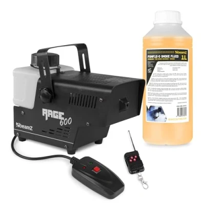 Abbildung von BeamZ RAGE600 mini Nebelmaschine mit Flüssigkeit, inkl. 1 Liter Nebelfluid, 600 Watt, Fogger, Rauchmaschine, Fog Machine, Timer, DMX, Disco Partynebel für DJs auf Veranstaltungen