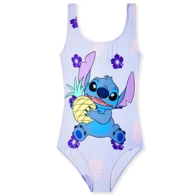 Abbildung von Disney Badeanzug Mädchen, Einteiliger Schwimmanzug Badekleidung Geschenke für Mädchen (Lilla Stitch, 9 10 Jahre