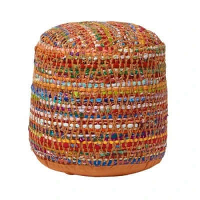 Abbildung von Homescapes Chindi Pouf Sitzhocker Fußhocker rund Ethno Look bunt 45 cm Durchmesser 40 hoch