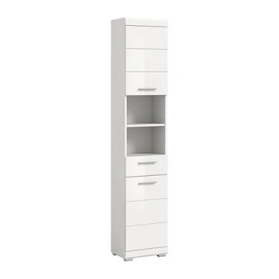 Abbildung von xonox.home Bad Scout X06A9711 Hochschrank Stauraumschrank Wandschrank in weiß Nachbildung und Hochglanz tiefzieh, ca. B/H/T: 37x191x31 cm