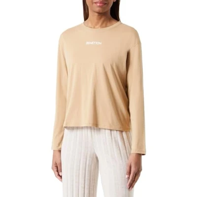 Abbildung von United Colors of Benetton Damen T Shirt M/L 30963m04s Pyjamaoberteil, Beige 193, Small