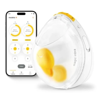 Abbildung von Medela Magic InBra Tragbare Einzel Milchpumpe mit FluidFeel Technologie, App Konnektivität, Sensorsteuerung Ultraleicht (200g) und leise In Krankenhaus Qualität