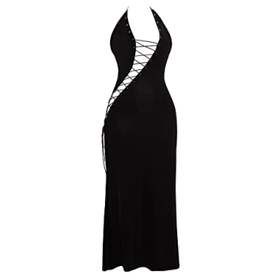 Abbildung von Kleid, lang, mit diagonal verlaufender offener Schnürung