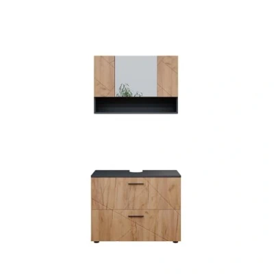 Abbildung von Vicco Badmöbel Set Irma, Anthrazit/Eiche, 2 Teile, Unterschrank 80 cm, (2 St., er Set)