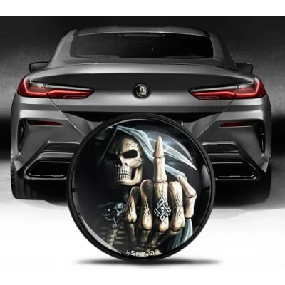 Abbildung von Biomar Labs Kompatibel mit BMW Emblem 51148219237 Kofferraum Abzeichen 74mm Heckklappe Schädel EZ 25