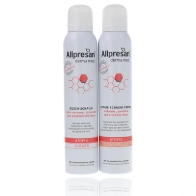Abbildung von Allpresan Derma med ATOPIX INTENSIVPFLEGE Schaum Creme 200ml im SET mit SHOWER Dusch