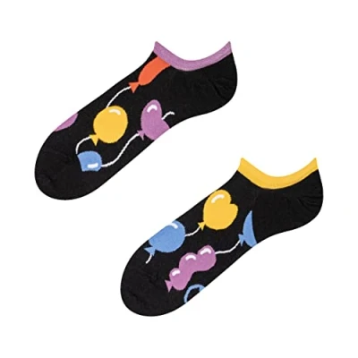 Abbildung von Dedoles Socken Unisex Damen Herren &amp; Kinder Baumwolle viele lustige Designs 1 Paar Geschenk links rechts verschieden, Farbe Schwarz, Motiv Ballons, Gr. 35 38