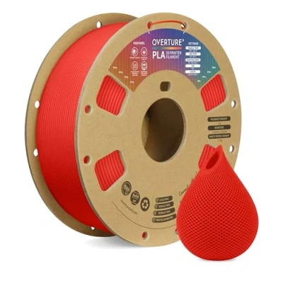 Abbildung von OVERTURE Filament PLA 1.75mm Aufgerüstet, 3D Drucker 1kg Spule (2.2 LBS), Maßgenauigkeit +/ 0.02mm (Rot)