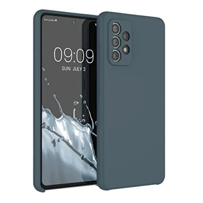 Abbildung von kwmobile Hülle kompatibel mit Samsung Galaxy A72 Silikon Handy Case Handyhülle weiche Oberfläche kabelloses Laden Dunkler Schiefer