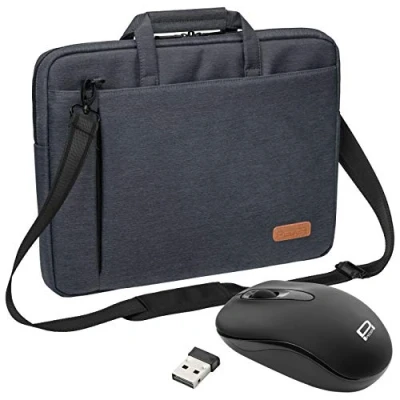 Abbildung von PEDEA Laptoptasche &quot; Elegance Notebook Tasche bis 15,6 Zoll (39,6 cm) Umhängetasche mit Schultergurt inkl. Schnurloser Maus, Grau