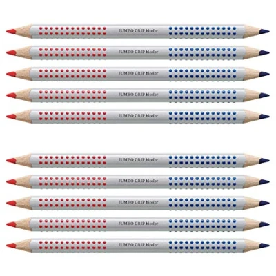 Abbildung von Faber Castell 110910 Jumbo Grip Silbentrennstift Bicolor rot und blau (10, Silbentrennstift)