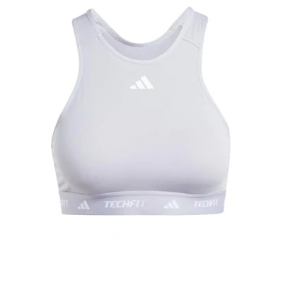 Abbildung von adidas Powerimpact Training Medum Support Techfit High Neck Bra, Damen Trainings BH mit mittlerem Halt, Glory Grey,