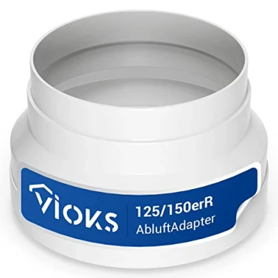 Abbildung von VIOKS Schlauchadapter Abluft Adapter 125/150erR Rohr Rundanschluss Reduzierstück, für Abluftschlauch in Belüftungstechnik