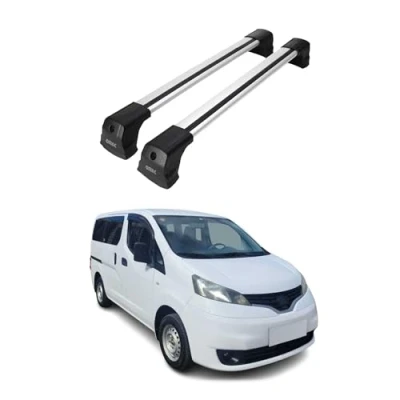 Abbildung von Dachträger Grundträger kompatibel mit Nissan NV200 2010 2023 Gepäckträger Alu Silber 2 TLG