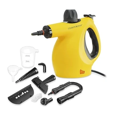 Abbildung von Comforday Tragbarer Dampfreiniger, Mehrzweck Dampfreiniger mit 9 Zubehörteilen für Teppiche, Vorhänge, Sofas, Küchen, Bäder und mehr steam cleaner Portable