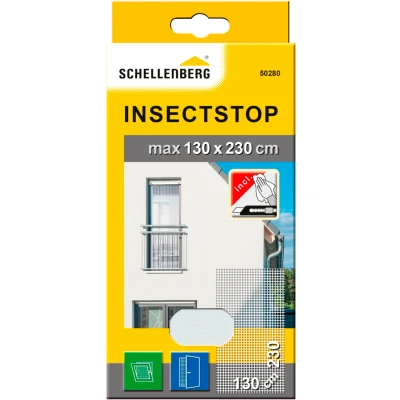 Abbildung von SCHELLENBERG Fliegengitter Gewebe &quot;50280&quot;, Insektenschutz ohne bohren, 130 x 230 cm, weiß, 50280