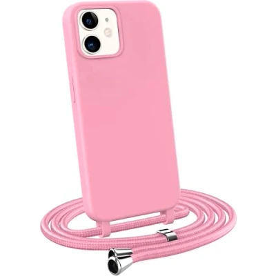 Abbildung von MyGadget Handykette für iPhone 12 Mini [ Hülle mit verstellbaren Band ] TPU Handyhülle Handyband zum Umhängen Kordel Schnur Case Schutzhülle Rosa