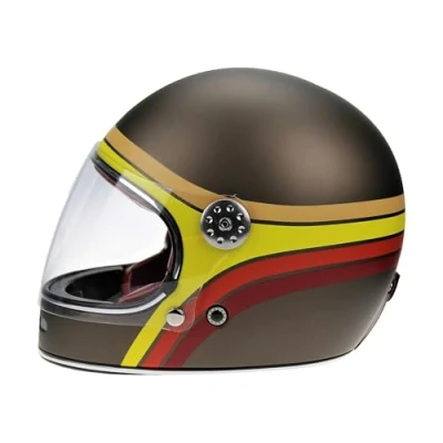 Abbildung von Viper F656 Rust Stripe Motorcycle Helmet Retro Vintage 70&#039;s Bike Scooter Protection Wear L (59 60 CM) Bronze