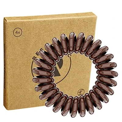 Abbildung von Reskthetic hochwertige Spiral Haargummi (braun), schonend zum Haar, nachhaltig, umweltfreundlich, (Telefonkabel, Zopfgummis) für Mädchen &amp; Frauen/Damen (4 x 4 cm)