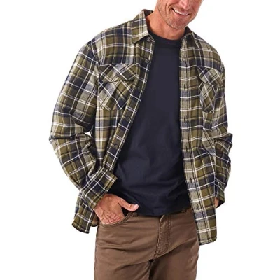 Abbildung von Wrangler Authentics Herren Long Sleeve Sherpa Lined Shirt Jacket Hemd mit Button Down Kragen, Olive Sky, XL