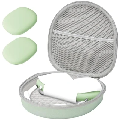Abbildung von ProCase Kopfhörer Tasche Headphone Case für AirPods Max 2020 mit 2 Intelligenten Silikonabdeckungen, Reisetasche Tragetasche Headset Hülle Etui Grün