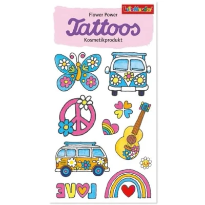 Abbildung von 10 Tattoos * FLOWER POWER für Kinder und Erwachsene 44763 Temporary Tattoo zum Thema Flowerpower Kindertattoo Kindergeburtstag Mitgebsel