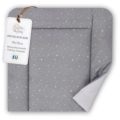 Abbildung von Wickelauflage Wickelunterlage aus Baumwolle 75x72 cm Weich und waschbar für Babys Wickelmatte Stoff Wickeltisch Wickelkommode oder Waschmaschine 75 x 72 Galaxie