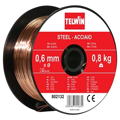Abbildung von Telwin S.p.A. 802132 Stahlschweissdrahtspule Durchmesser 0,6 mm, 0,8 Kg, Kupfer