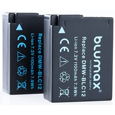 Abbildung von Blumax 2X Akku für Panasonic DMW BLC12 E echte 1100mAh Extra Starke Leistung passend DMC GX8 G70 G81 G85 G7 G6 G5 FZ2000 FZ2500 FZ1000 FZ200 FZ300