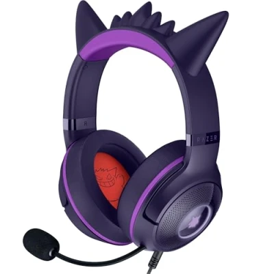 Abbildung von Razer Kraken Kitty V2 Pokémon Gengar Edition kabelgebundenes RGB Gaming Headset mit auffälligen Dornen