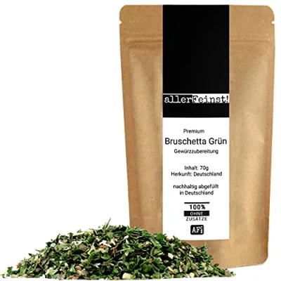 Abbildung von allerFeinst! Premium Bruschetta Grün, für Salate, Dips, Aufstriche, Saucen, Antipasti, Grillgewürze Gewürzzubereitung, 1er Pack (1 x 70g)