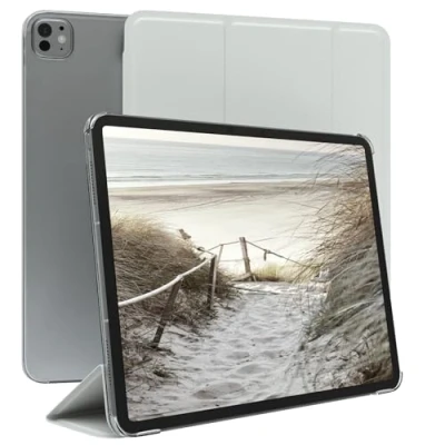 Abbildung von EAZY Case Schutzhülle mit Stifthalter für iPad Pro 13&quot; (2024) Hülle Smart Cover Tablet Smartcase zum Aufstellen Klapphülle Standfunktion Sleep Wake Up Funktion Tasche Kunstleder Weiß