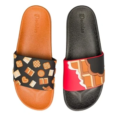 Abbildung von Dedoles Badeschuhe &amp; Hausschuhe Damen Herren Kinder Badesandalen lustige Designs Bücher Kaffee Party Pizza Fuchs Bär Lama Wolken Geschenk, Farbe: Schokoladenliebe, Gr.: 45 EU