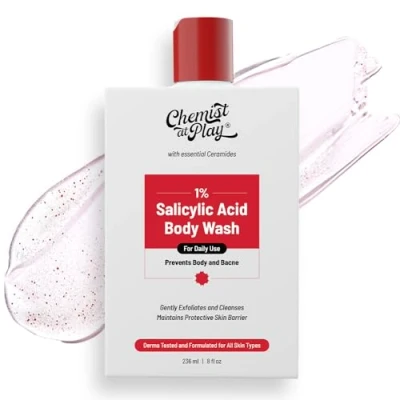 Abbildung von Chemist at Play 1% Salicylic Acid Body Wash Helps Prevent Back &amp; Acne Smoothens Bumpy Texture For Sweaty Oily Normal And Dry Skin Paraben SLS Free Suitable Men Women (7.9 Ounce)