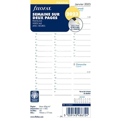 Abbildung von Filofax Woche auf zwei Seiten Französisch Pro 2023, Weiß