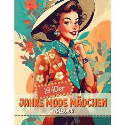 Abbildung von 1940er Jahre Mode Mädchen Malbuch: 40er Vintage Retro Stil Aktivitätsbuch Malvorlagen Für Erwachsene, Jugendliche Und Kinder Lustige ... Männer, Frauen Senioren