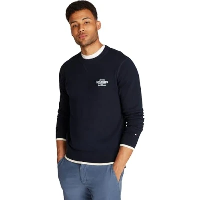Abbildung von Tommy Hilfiger Graphic CREW Strickpullover, Herren, Größe: Medium, Desert sky