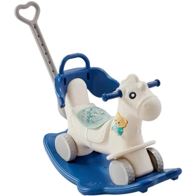 Abbildung von VEVOR 4 in 1 Schaukelpferd für Kleinkinder von 13 Jahren, Baby mit abnehmbarem Balance Board, Schiebegriff und leichtgängigen Rädern, trägt bis zu 80 lbs HDPE Kinder Rutschspielzeug m